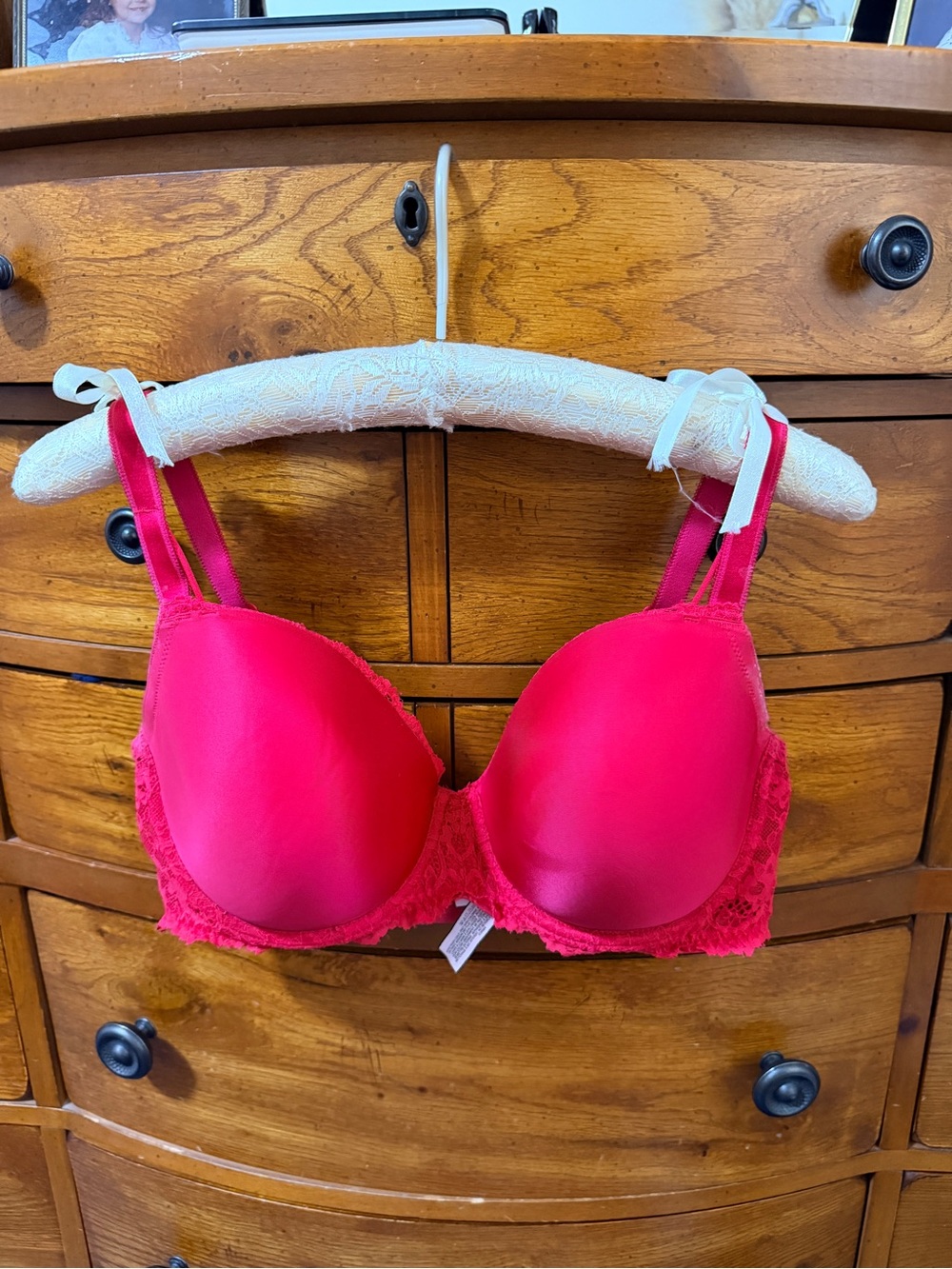 Victoria's Secret Hot Pink Lace-Trim Push-Up Bra